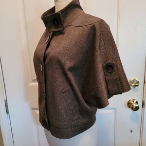 Women's Cropped Crop Blazer Jacket Career Work Brown Gold Medium Contemp…